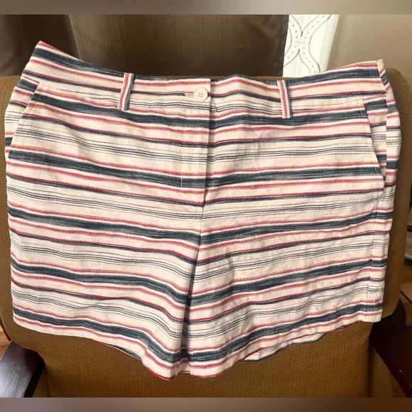 Ann Taylor LOFT Cotton Shorts with Size 14 Striped Red White Blue NWT - Picture 1 of 6